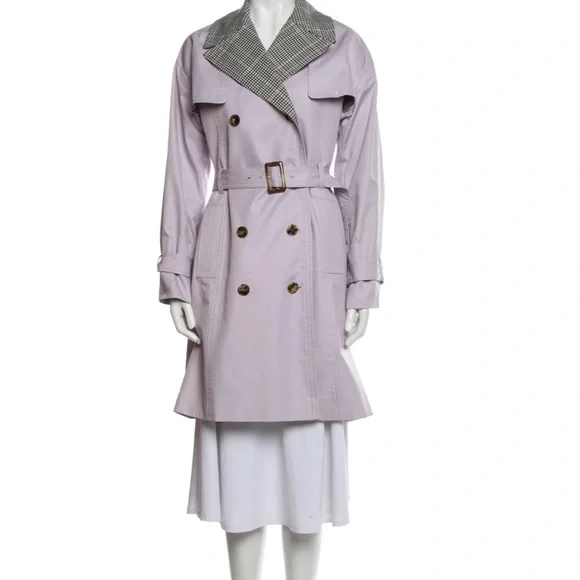 kate spade Lilac Trench Coat with Plaid Collar - Picture 11 of 12